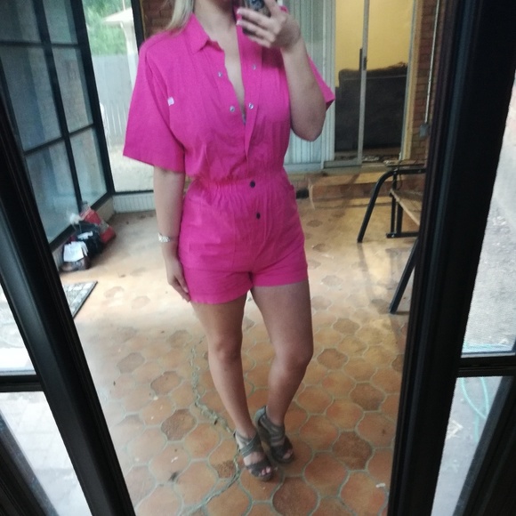 Vintage Pants - VINTAGE PINK PLAYSUIT
